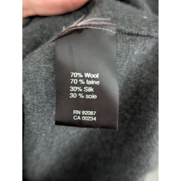 Saks Fifth Avenue Wool Silk V-Neck Minimalist Gray Pullover Sweater Size L - Picture 8 of 8